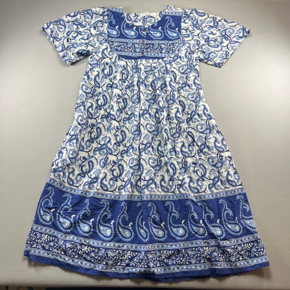 Fundamentals A Line Dress Womens Large (14-16) Multicolor Paisley Cotton Pleated